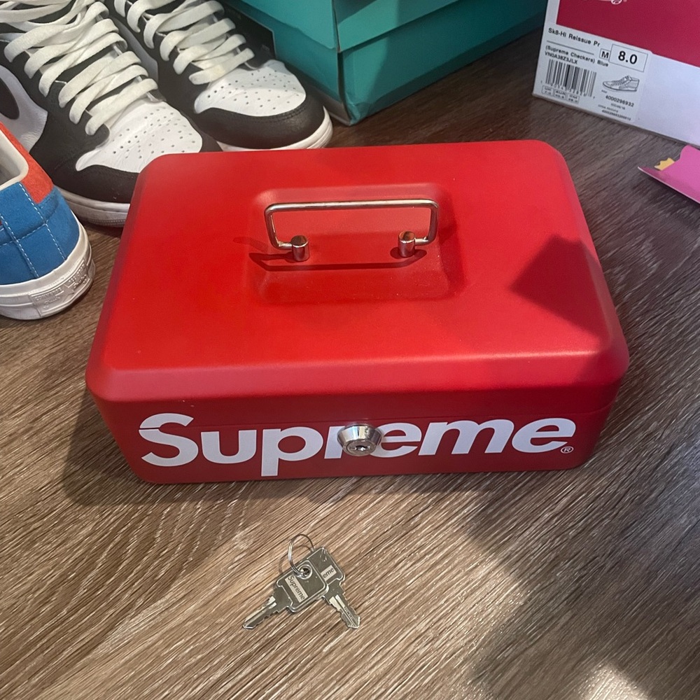 Supreme Red Metal Storage Box with Keys